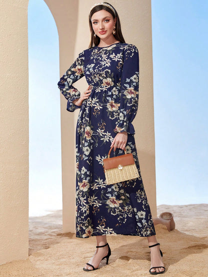 LLstyle Floral Print Flare Sleeve Dress