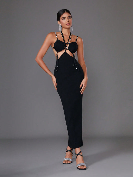 LLstyle Cut Out Front Halter Neck Backless Bodycon Dress