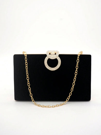 LLstyle Gold Closure Box Clutch