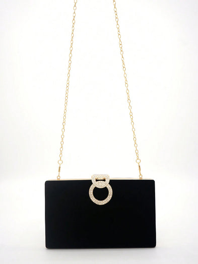 LLstyle Gold Closure Box Clutch