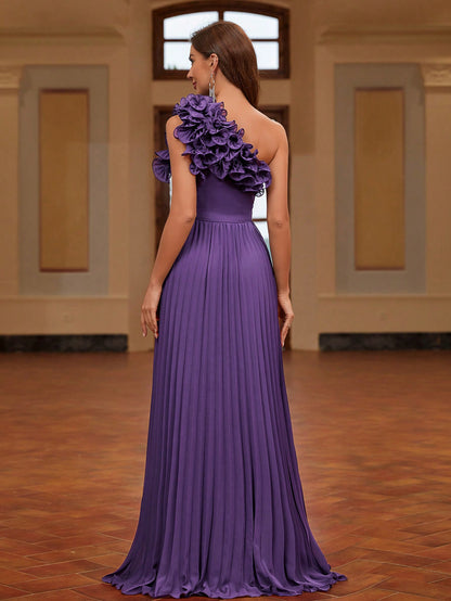 LLstyle One-Shoulder Three-Dimensional Flower Dress