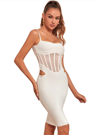 LLstyle Mesh Insert Cut Out Spring Bandage Dress