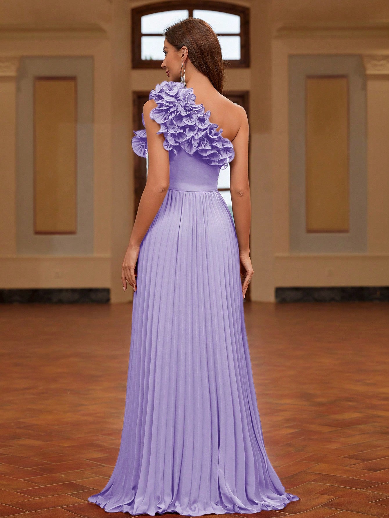LLstyle One-Shoulder Three-Dimensional Flower Dress