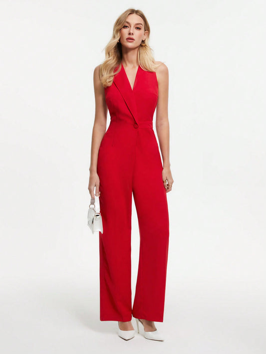 LLstyle Women's Solid Color Sleeveless Jumpsuit