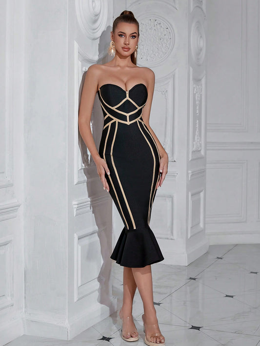 LLstyle Women's Strapless Backless Party Dress