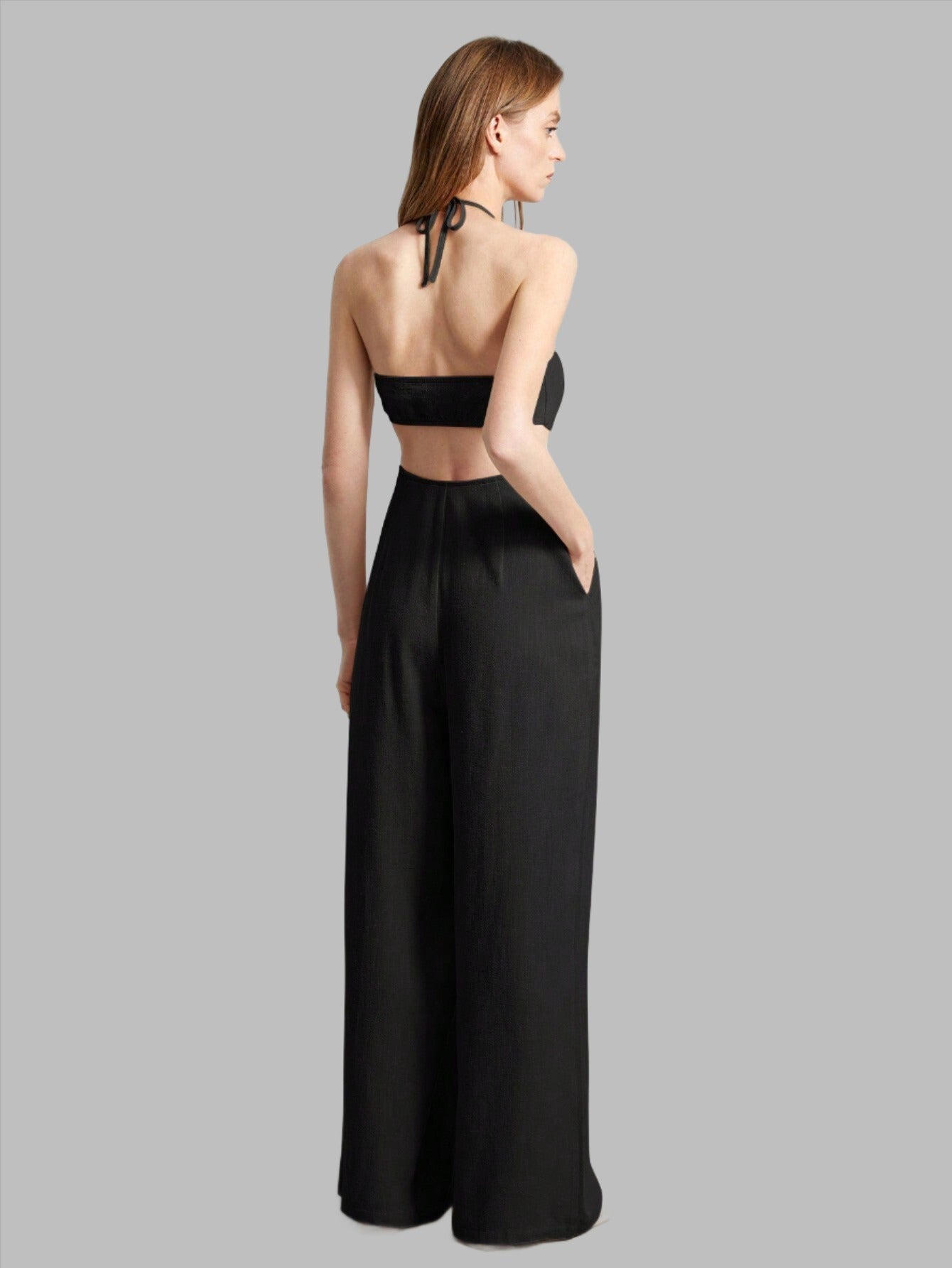 LLstyle Women Fashionable Hollow Out Waist Strap Jumpsuit