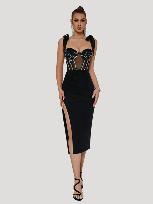 LLstyle Open Back With Beaded Chest Dress