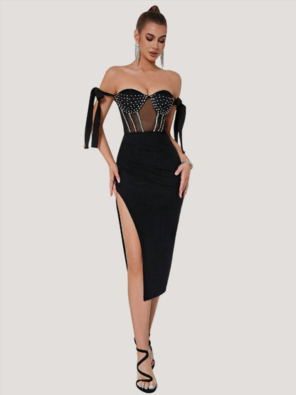 LLstyle Open Back With Beaded Chest Dress