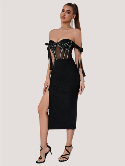 LLstyle Open Back With Beaded Chest Dress