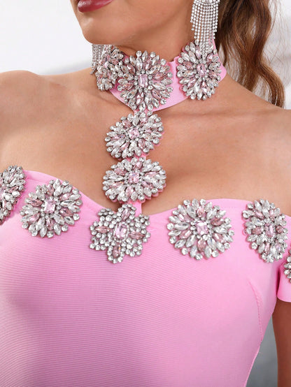 LLstyle Women's New Pink Open Shoulder Dress