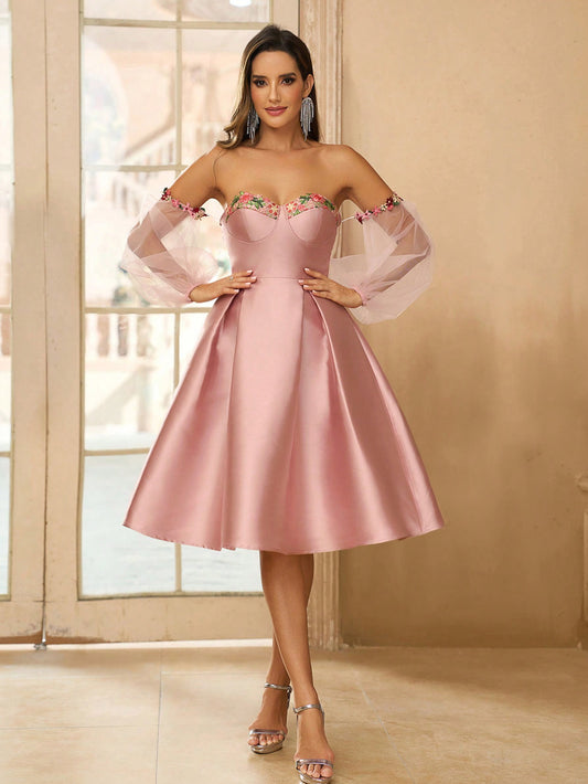 LLstyle Women's Elegant Romantic Delicate Off Shoulder Dress