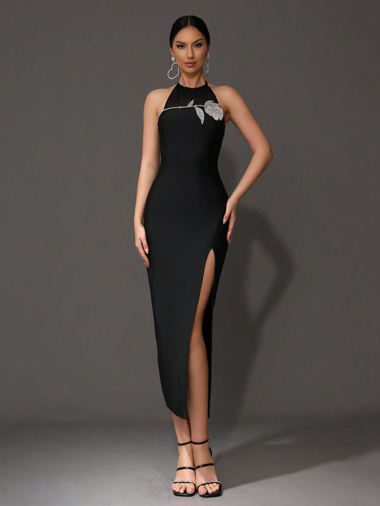 LLStyle Black Halter Long Dress