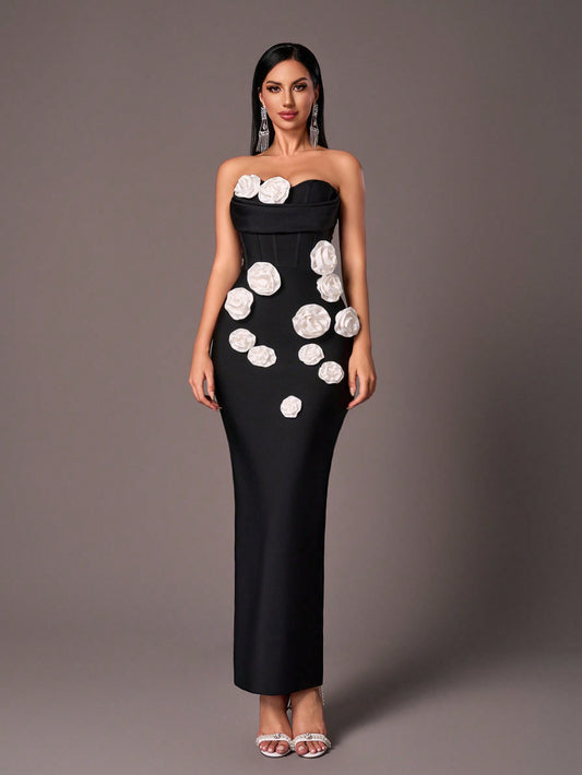 LLstyle Elegant Three-Dimensional Flower Dress