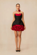 Orelia Black & Red Rose Mini Dress