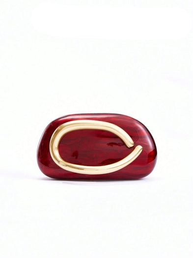 LLstyle Gold Closure Box Clutch
