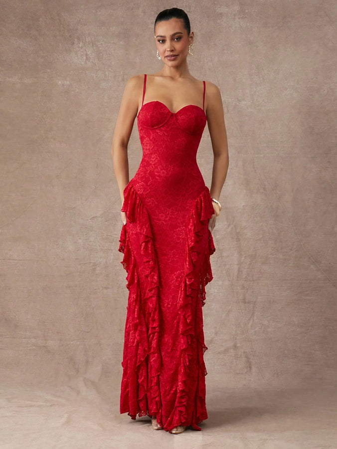 LLstyle V-Neck Sleeveless Ruffle Dress
