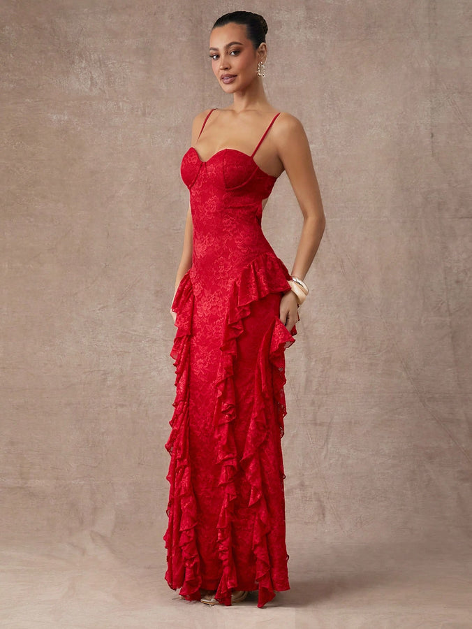 LLstyle V-Neck Sleeveless Ruffle Dress