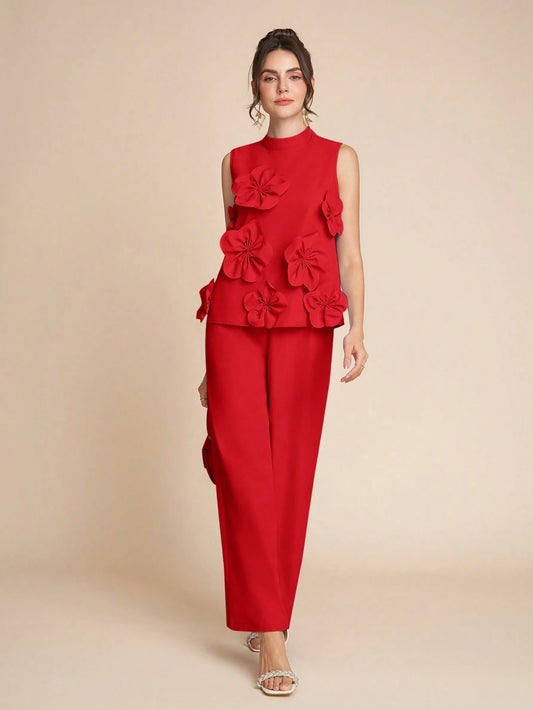 LLstyle Women's Fashion Elegant Romantic 3D Floral Set