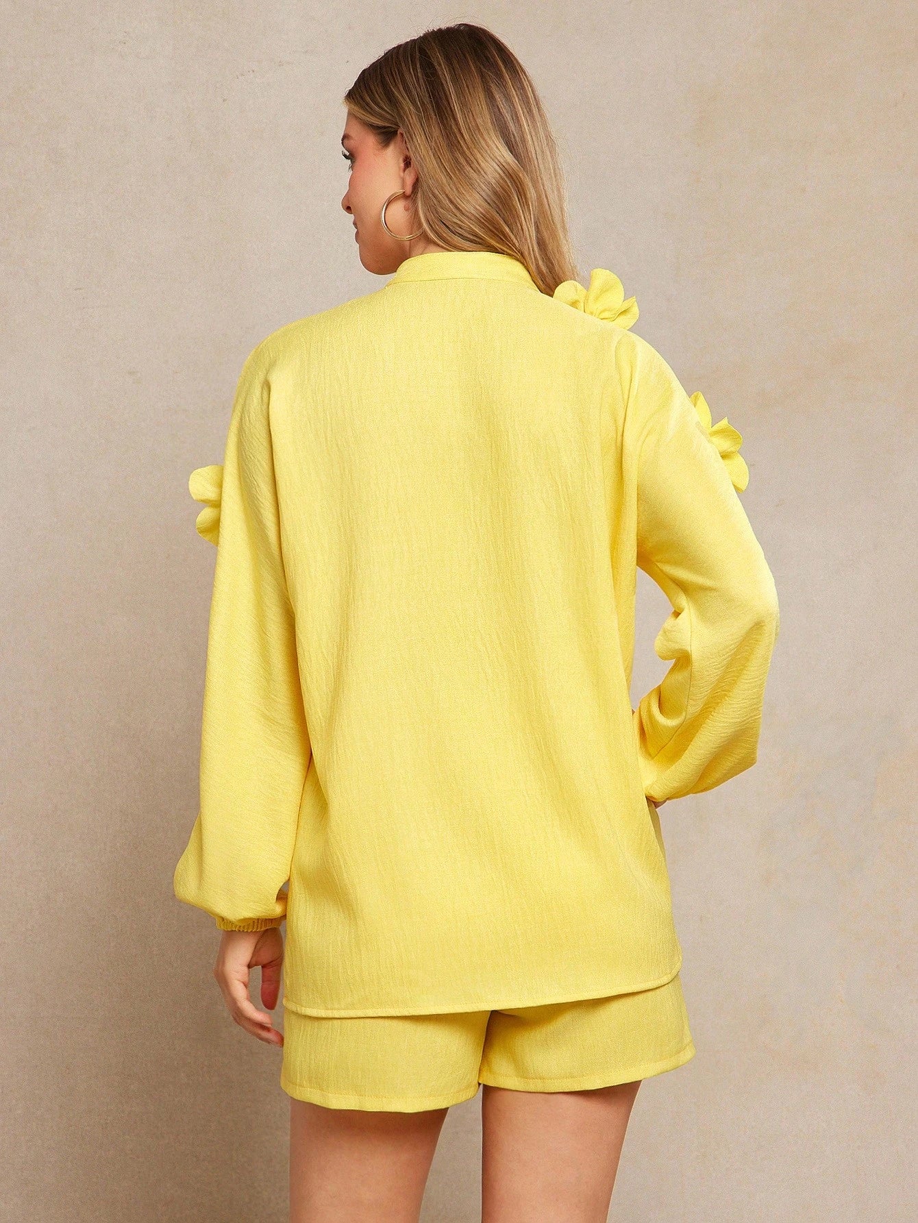 LLstyle Women's Oversized Mustard Floral Yellow Romper