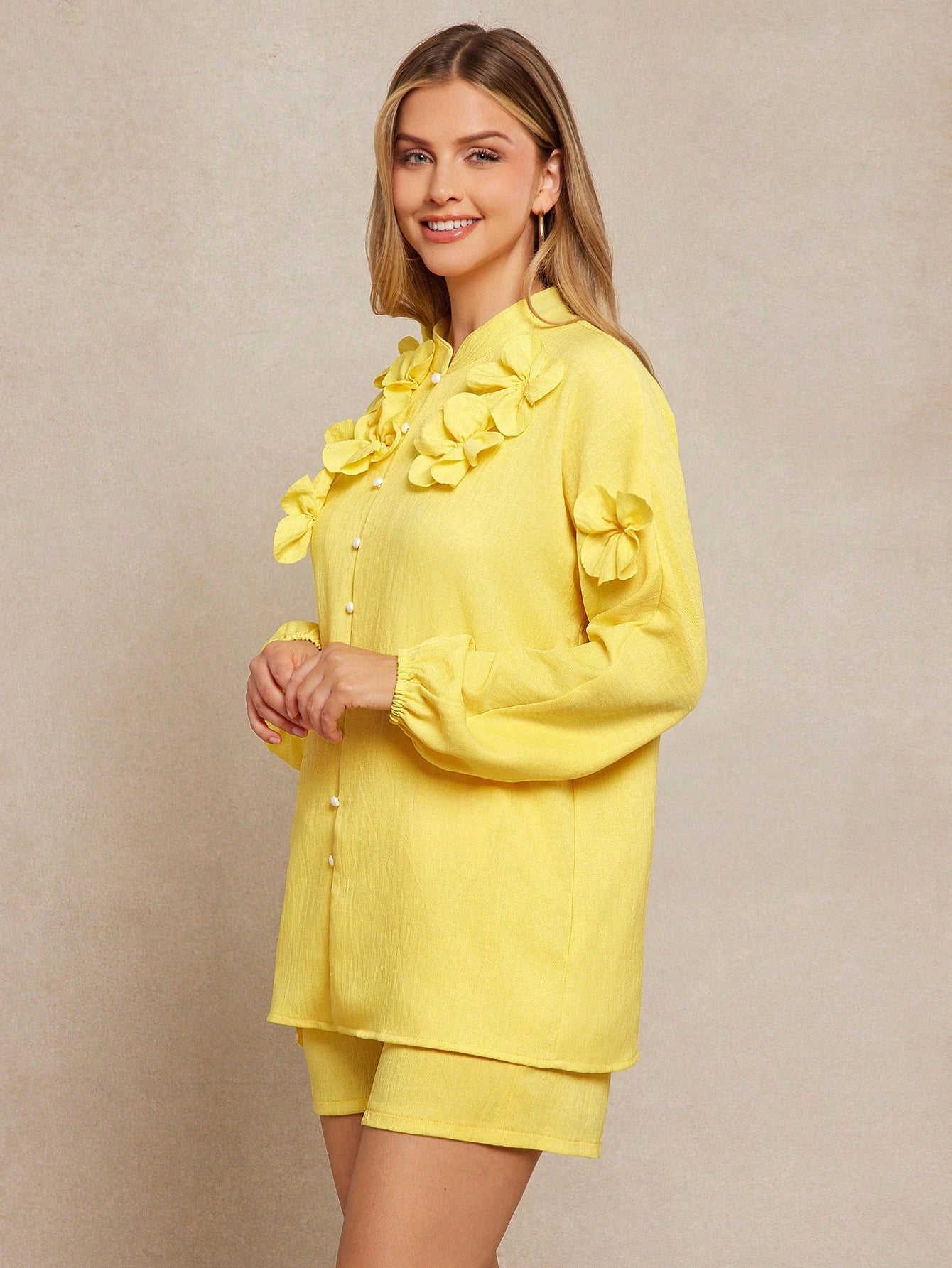 LLstyle Women's Oversized Mustard Floral Yellow Romper