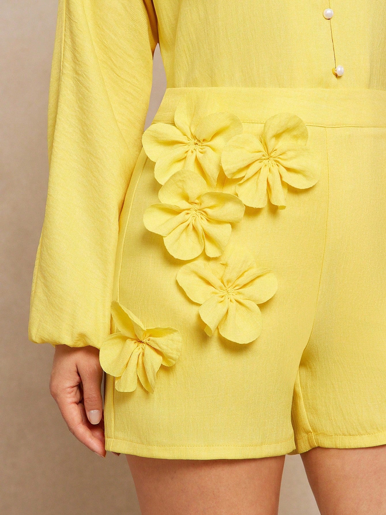 LLstyle Women's Oversized Mustard Floral Yellow Romper