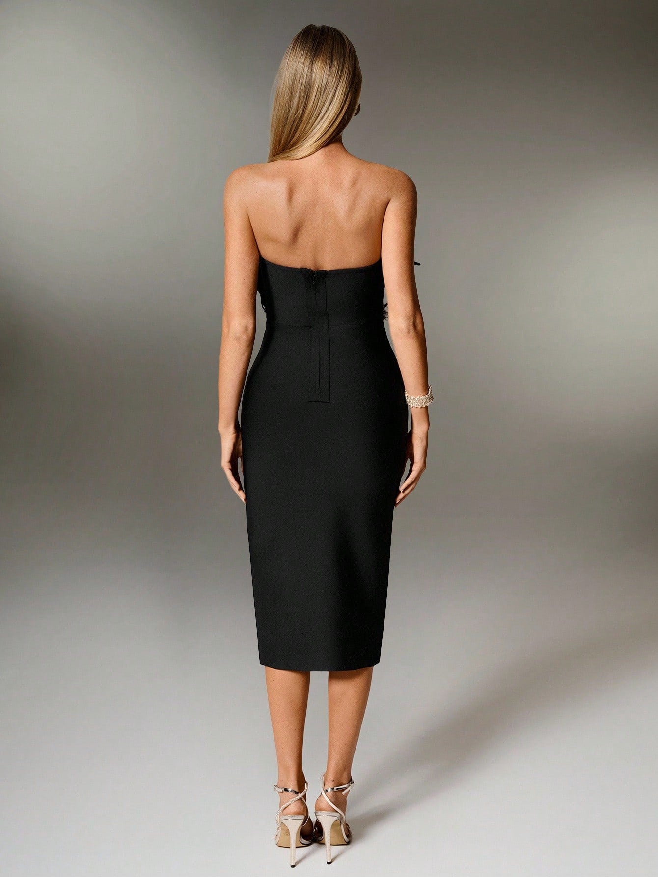 LLstyle Women's Bandage Solid Color Backless  Mid-Length