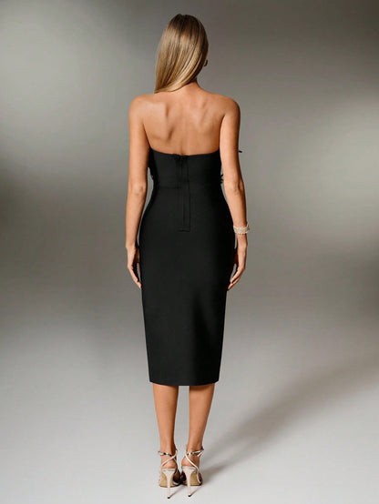 LLstyle Women's Bandage Solid Color Backless  Mid-Length