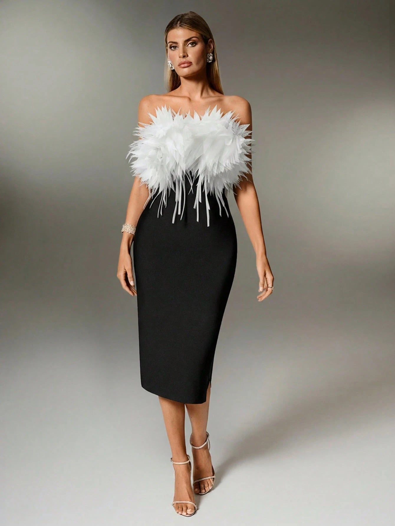 LLstyle Women's Bandage Solid Color Backless  Mid-Length