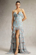 LLstyle Azure Bloom High-Low Ruffle Gown