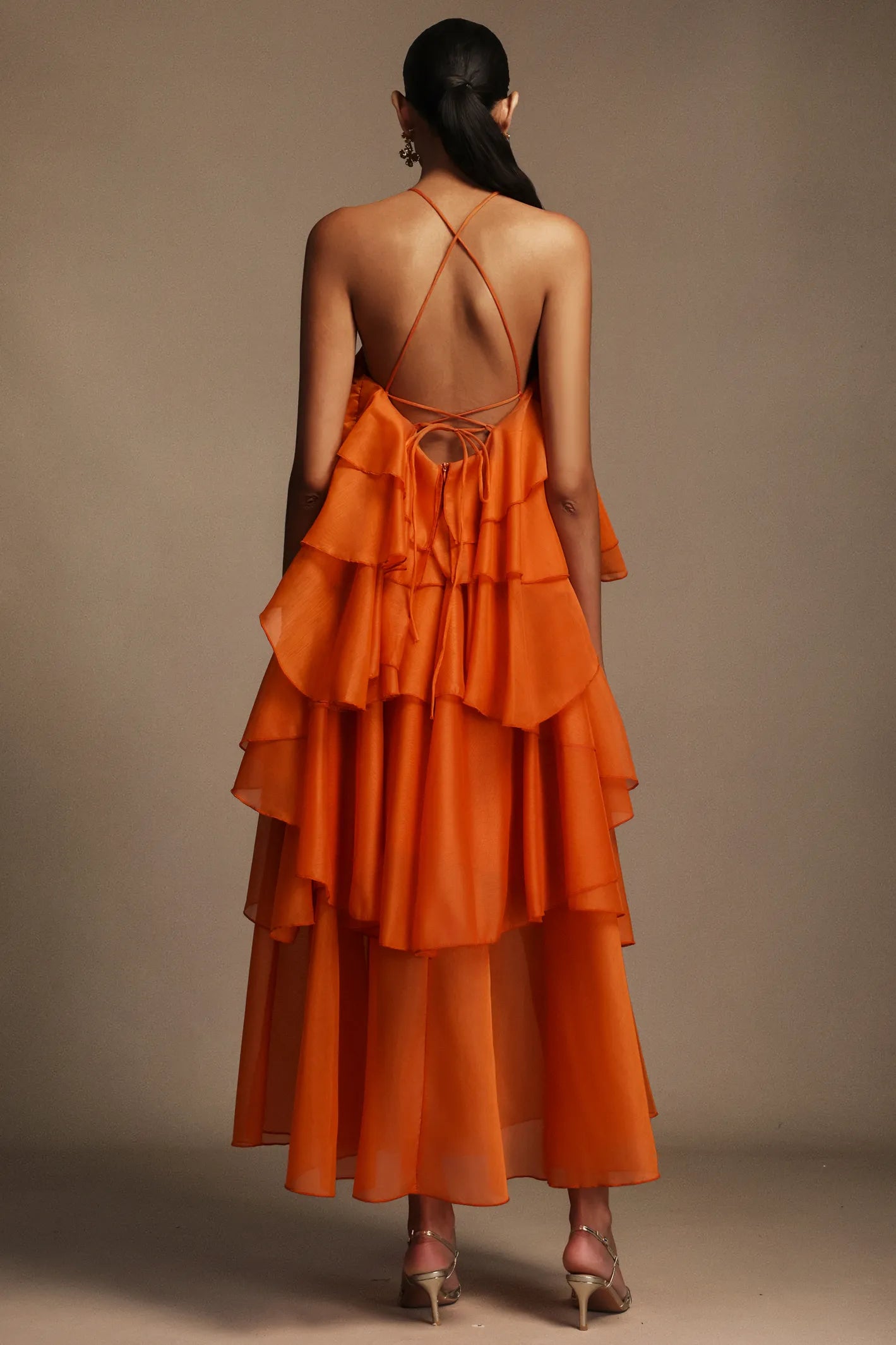 LLstyle Floral Halter Ruffled Maxi Dress