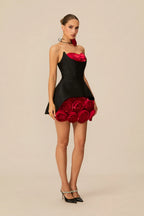 Orelia Black & Red Rose Mini Dress