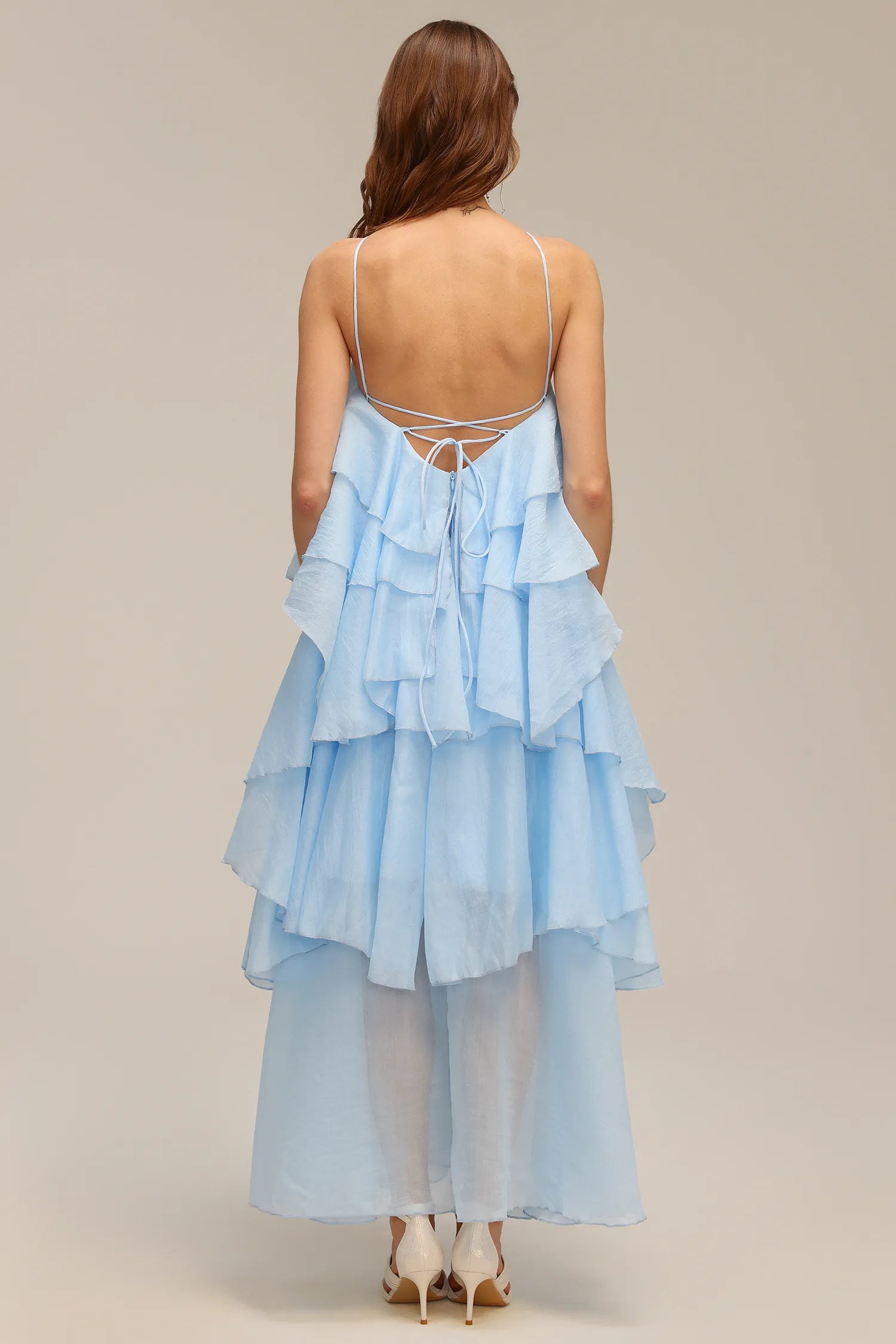 LLstyle Ruffle Halter Maxi Dress