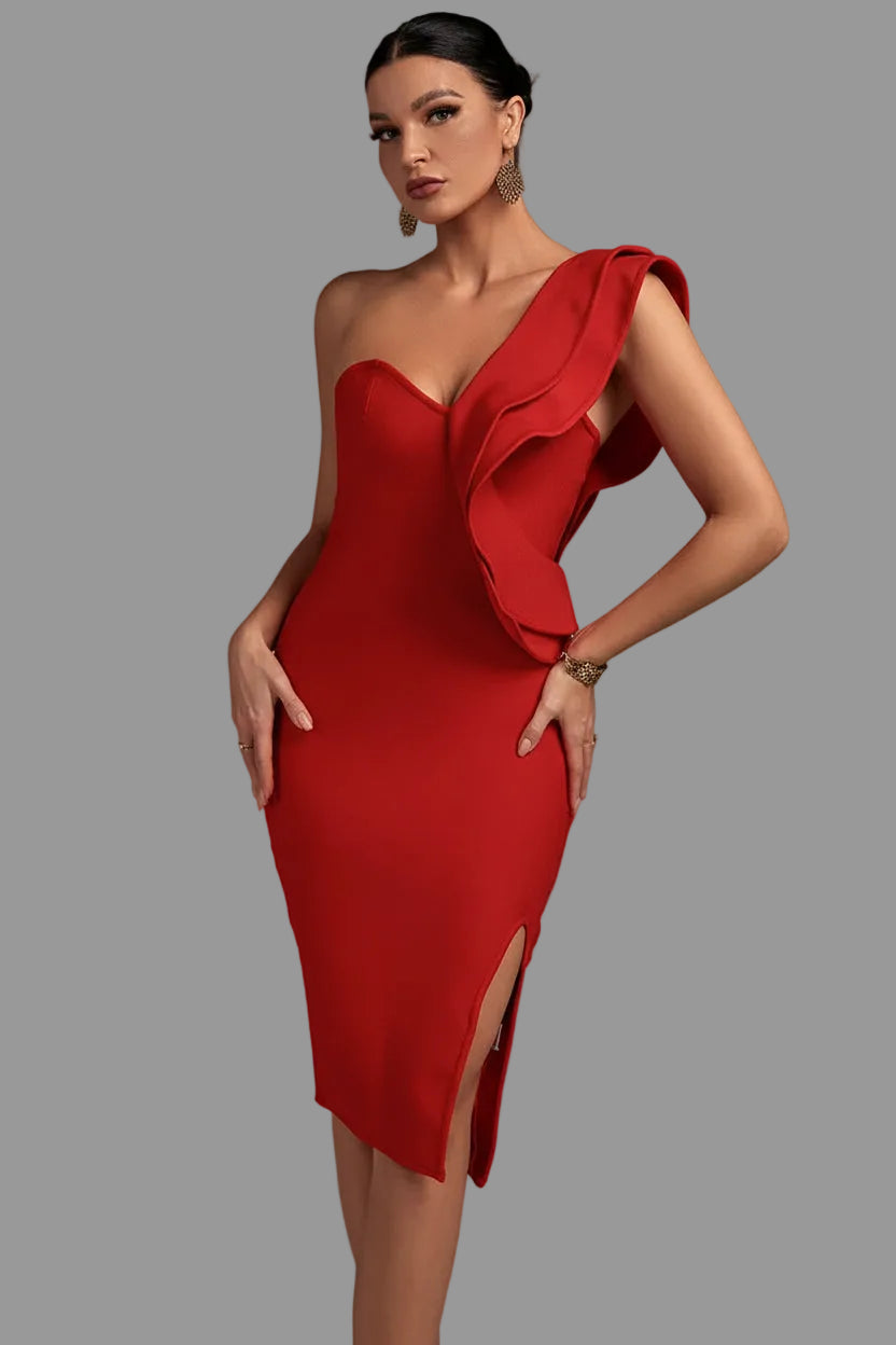 LLstyle Ruffle One-Shoulder Dress