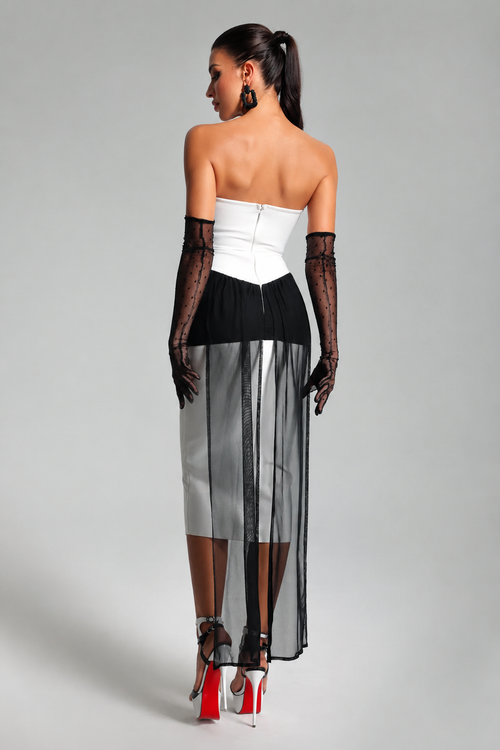 Monochrome Illusion Midi Dress