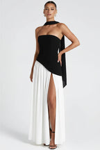 Elara Black & White Maxi Dress