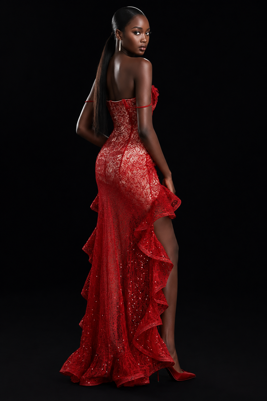 Lace Corset High-Low Gown