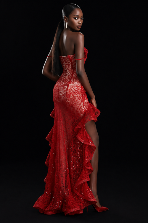 Lace Corset High-Low Gown