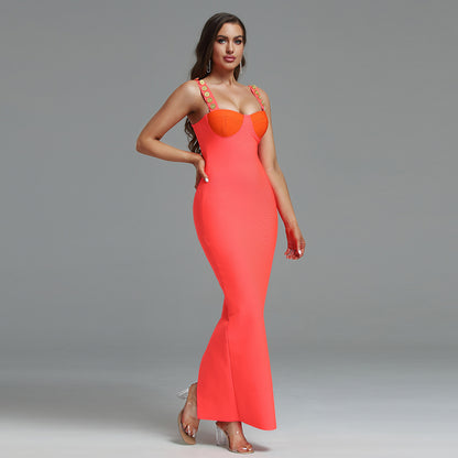 LLstyle Vibrant Two Tone Bodycon Maxi Dress