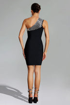 Indy  One Shoulder Pearl Embellished Mini Dress