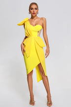 Romilia One-Shoulder Yellow Dress