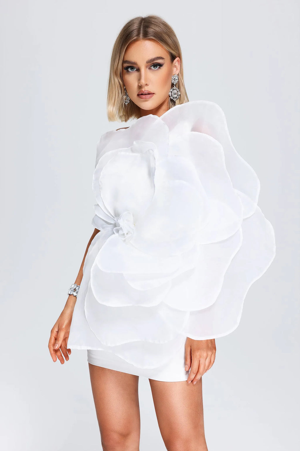 Violetta One-Shoulder Embellished Mini Dress