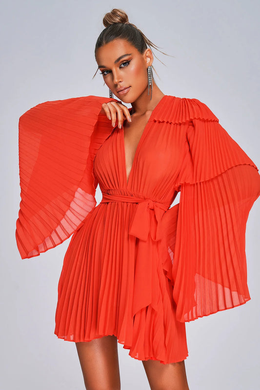 LLstyle Pleated Flare Mini Dress