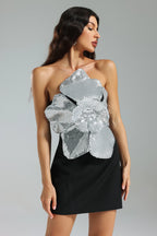 Zahara Black Strapless Sequin Mini Dress