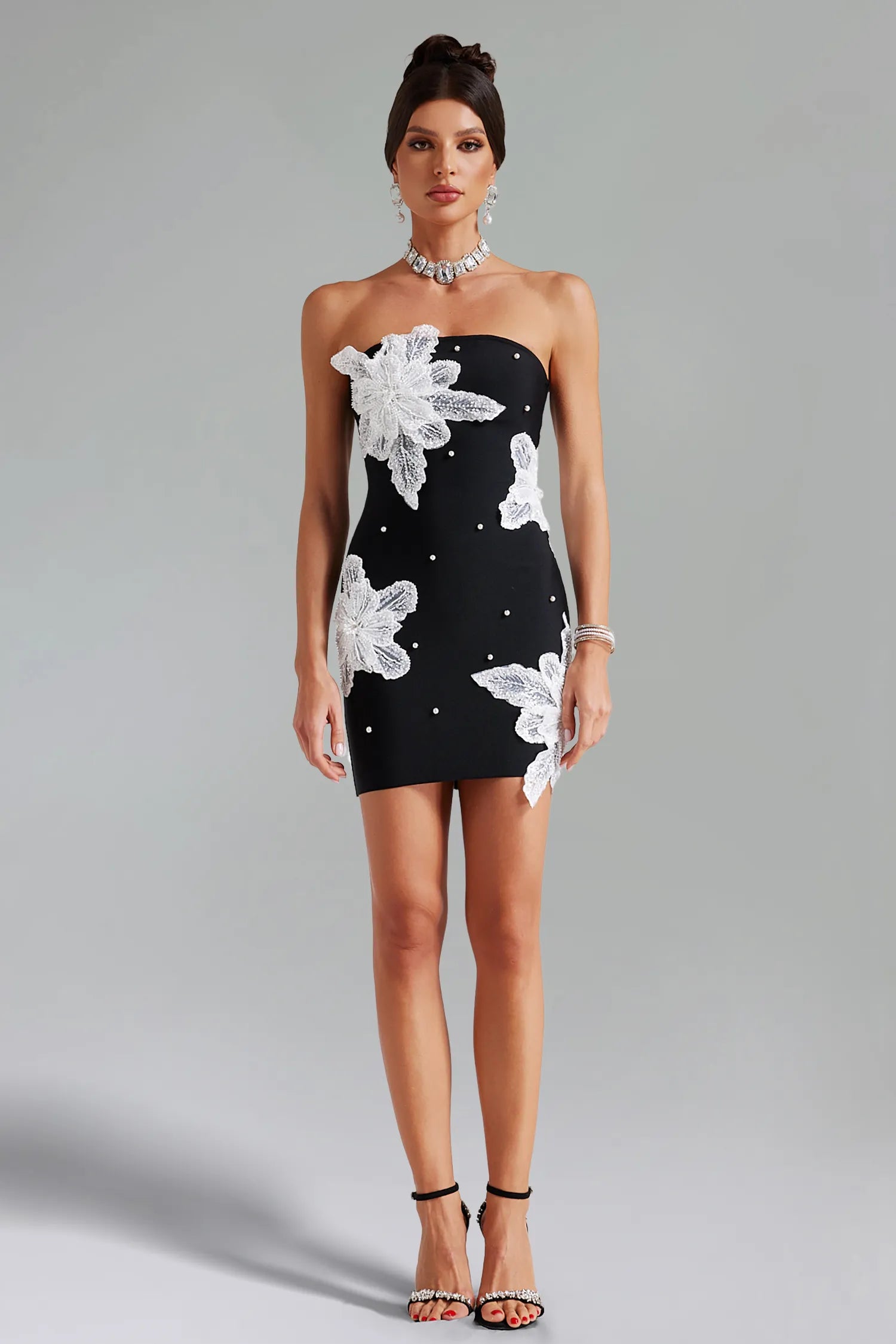 LLstyle Flowers Pearl Bandage Tube Dress