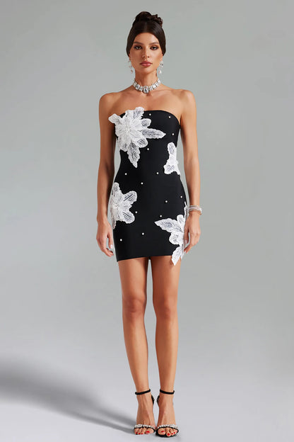 LLstyle Flowers Pearl Bandage Tube Dress