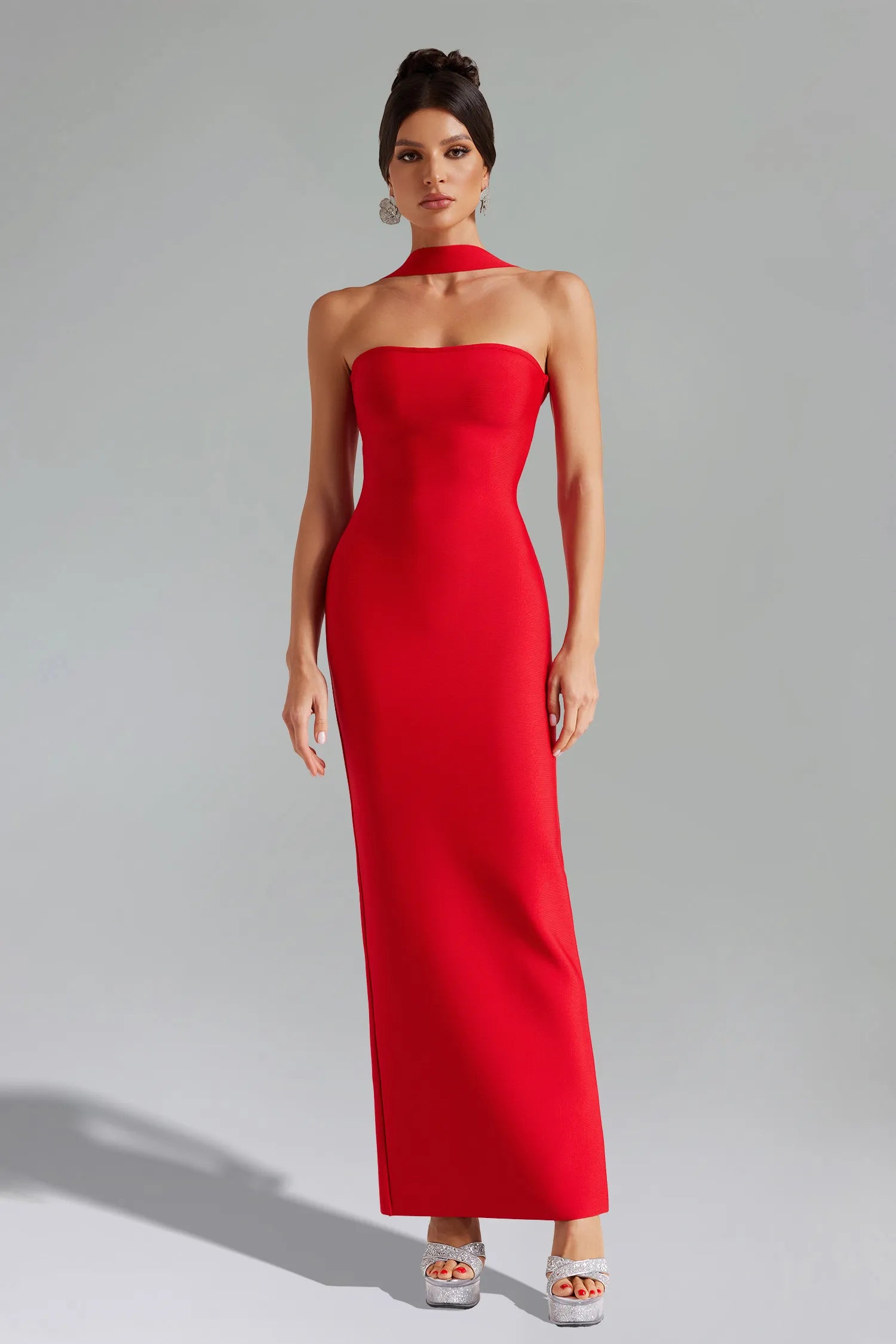 LLStyle Elegant Red Halter Gown