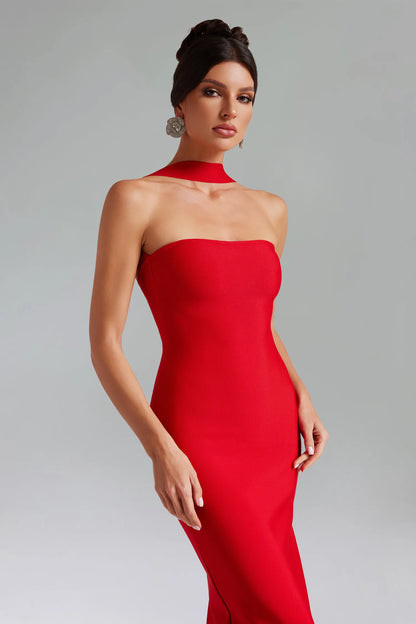 LLStyle Elegant Red Halter Gown