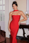 Alessia Elegant Red Halter Gown