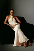 Fallon Floral Appliqué Halter Maxi Dress