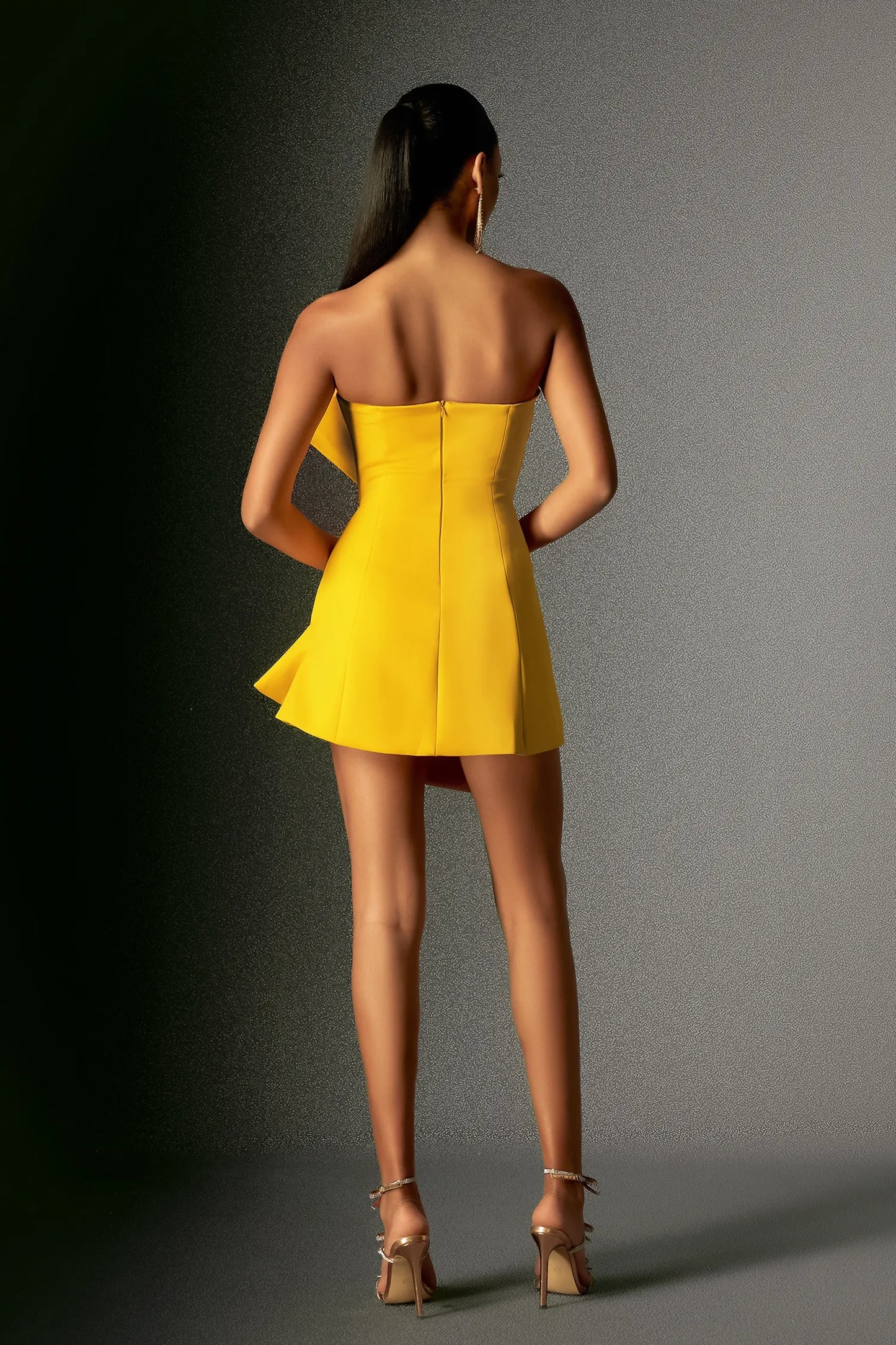 LLstyle Asymmetric Yellow Statement Mini Dress